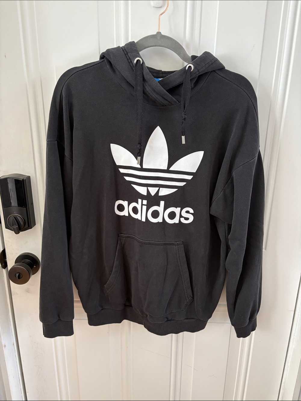 (5/$20) adidas Black Hoodie with White Trefoil Logo